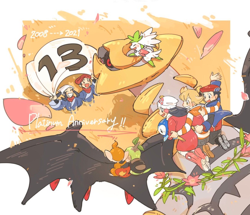 dawn, akari, piplup, lucas, rei, and 5 more (pokemon and 3 more) drawn by rate_(naze_besu_latte)