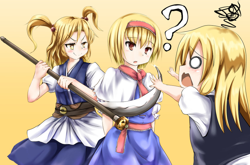 kirisame marisa, alice margatroid, onozuka komachi, rei, uzuki, and 1 more (touhou and 1 more) drawn by koro_(cookie)