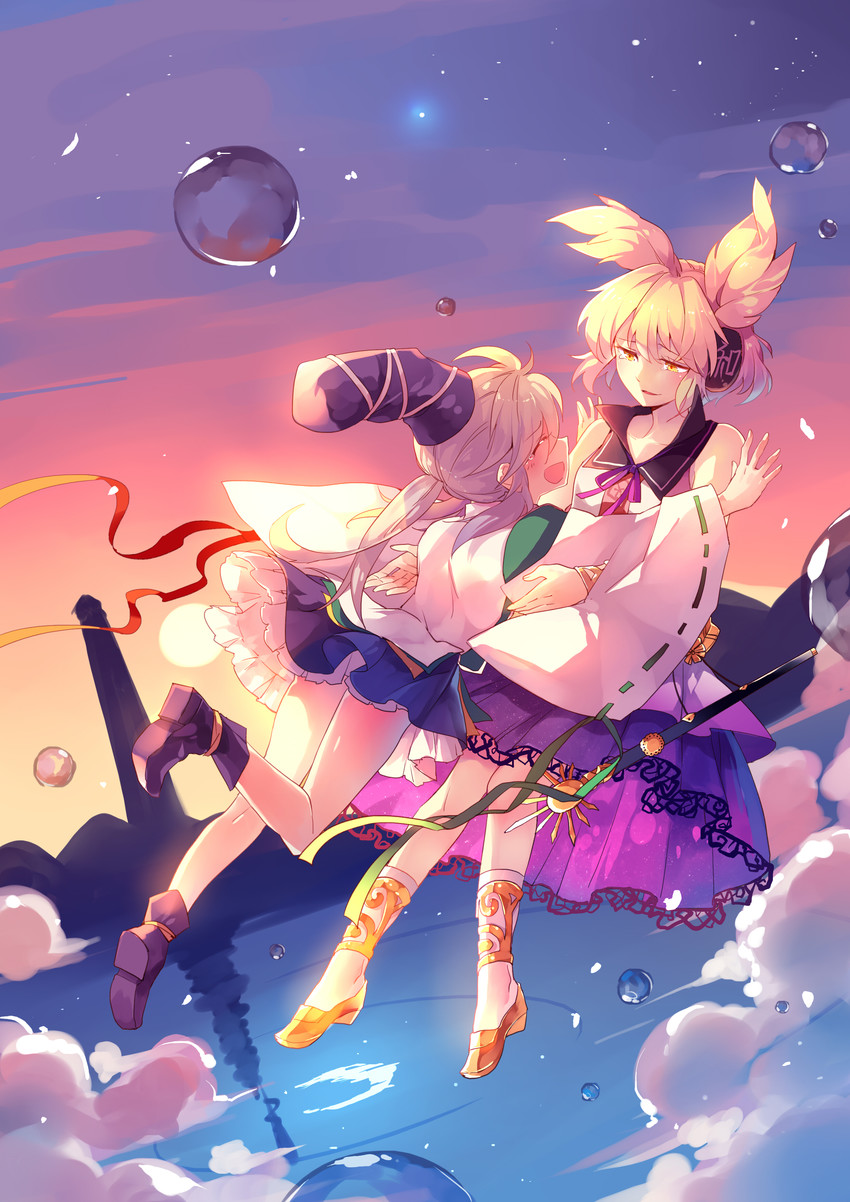 toyosatomimi no miko and mononobe no futo (touhou) drawn by yetworldview_kaze