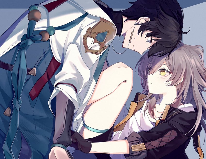 trailblazer and stelle (honkai and 1 more) drawn by szlljxk