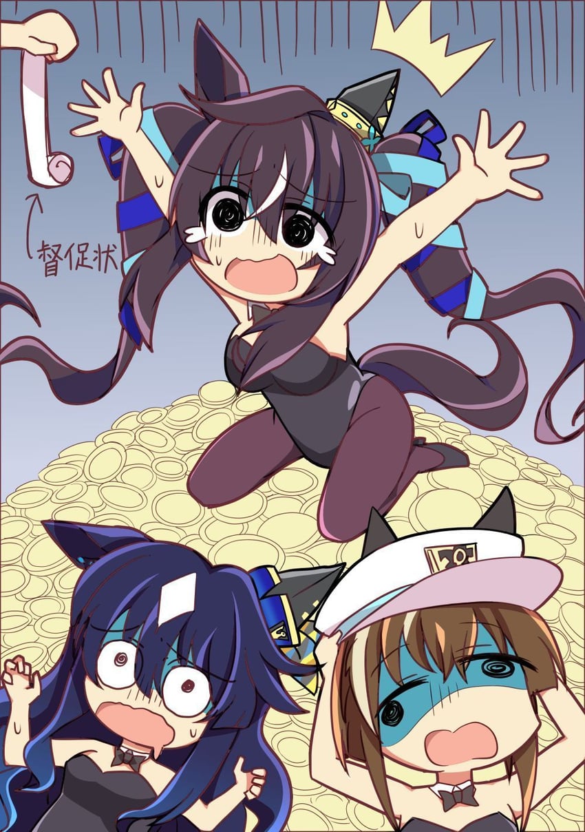 cheval grand, verxina, and vivlos (umamusume and 1 more) drawn by wahiko_(black_bastard)