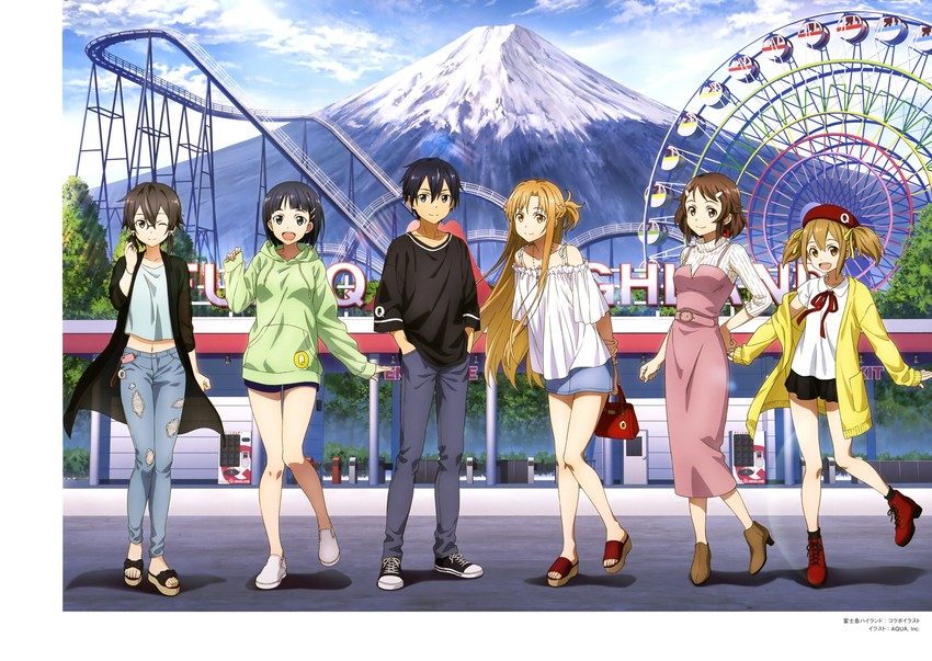 asuna, kirito, kirigaya suguha, silica, asada shino, and 1 more (sword art online and 1 more)