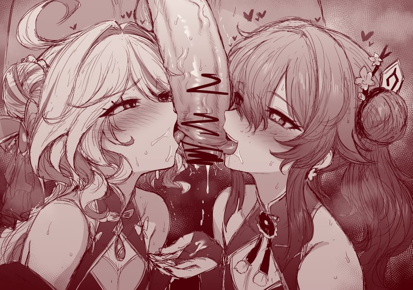 hu tao and furina (genshin impact) drawn by m-da_s-tarou