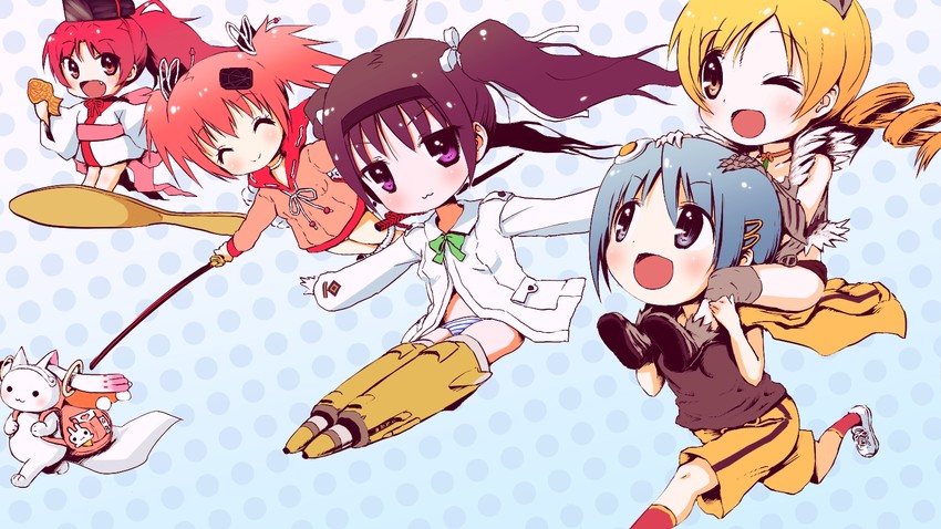 akemi homura, kaname madoka, miki sayaka, sakura kyoko, tomoe mami, and 14 more (mahou shoujo madoka magica and 7 more) drawn by yoshinogai