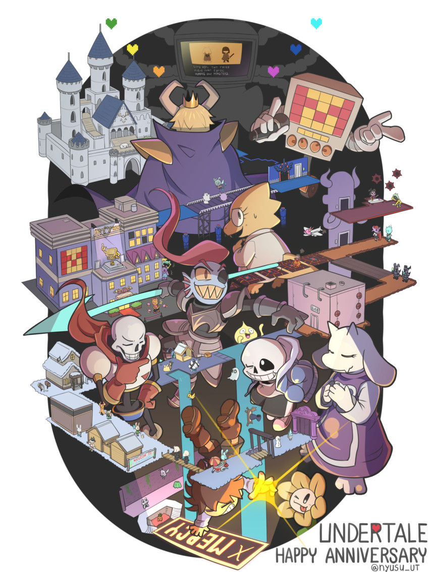 frisk, sans, undyne, papyrus, toriel, and 42 more (undertale) drawn by houten_(dre_a_mer)