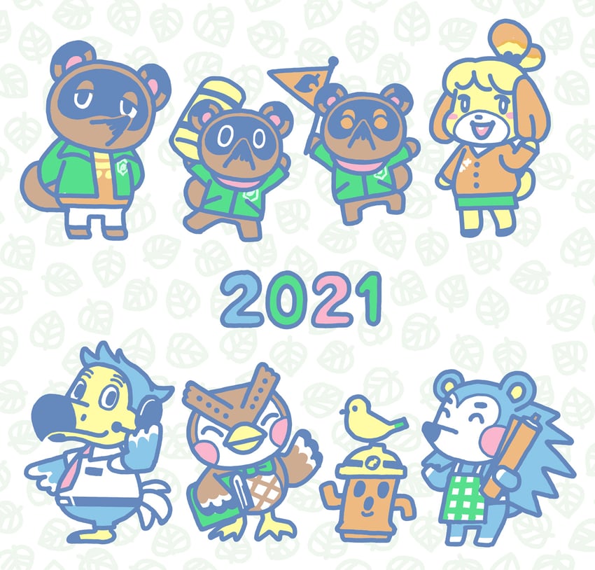 isabelle, tom nook, timmy, tommy, blathers, and 3 more (animal crossing)