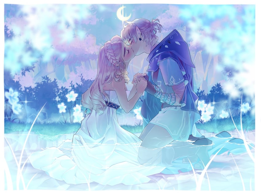 link and princess zelda (the legend of zelda and 2 more) drawn by colette_(lettiebobettie)