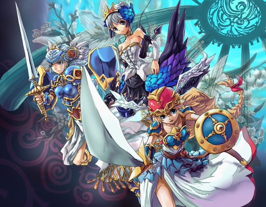 gwendolyn, lenneth valkyrie, and valkyrie (odin sphere and 2 more) drawn by matsumoto_eight