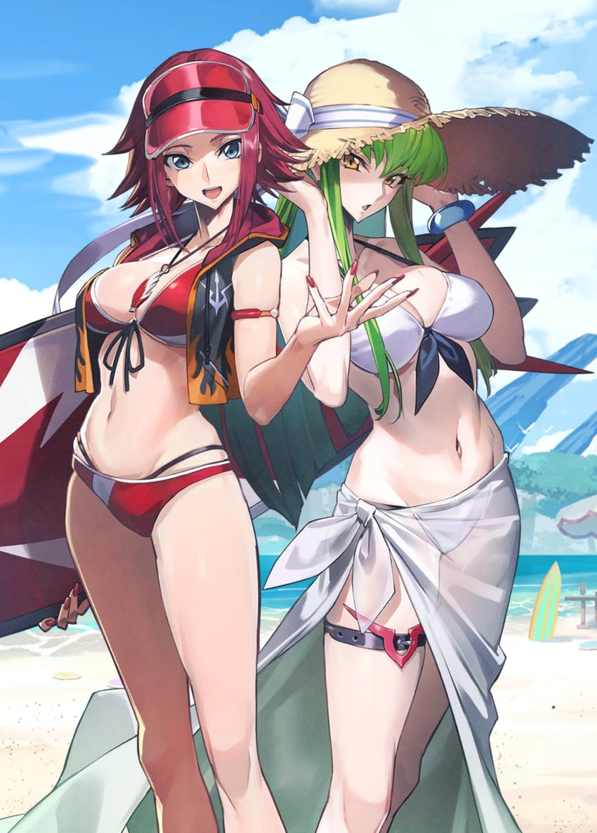 c.c. and kouzuki kallen (code geass and 1 more)