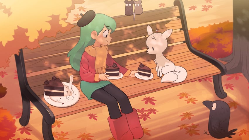 hilda, twig, alfur, and great raven (hilda) drawn by mangamaster