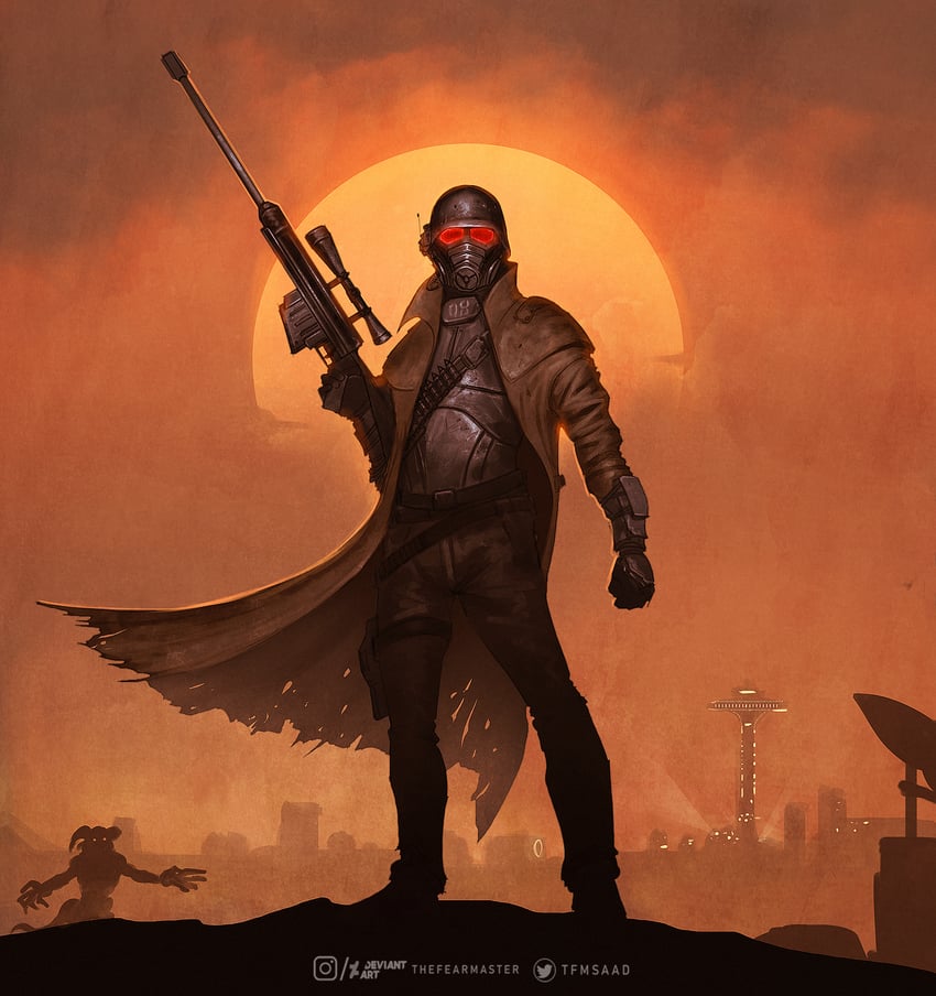 deathclaw and ncr veteran ranger (fallout and 1 more) drawn by thefearmaster
