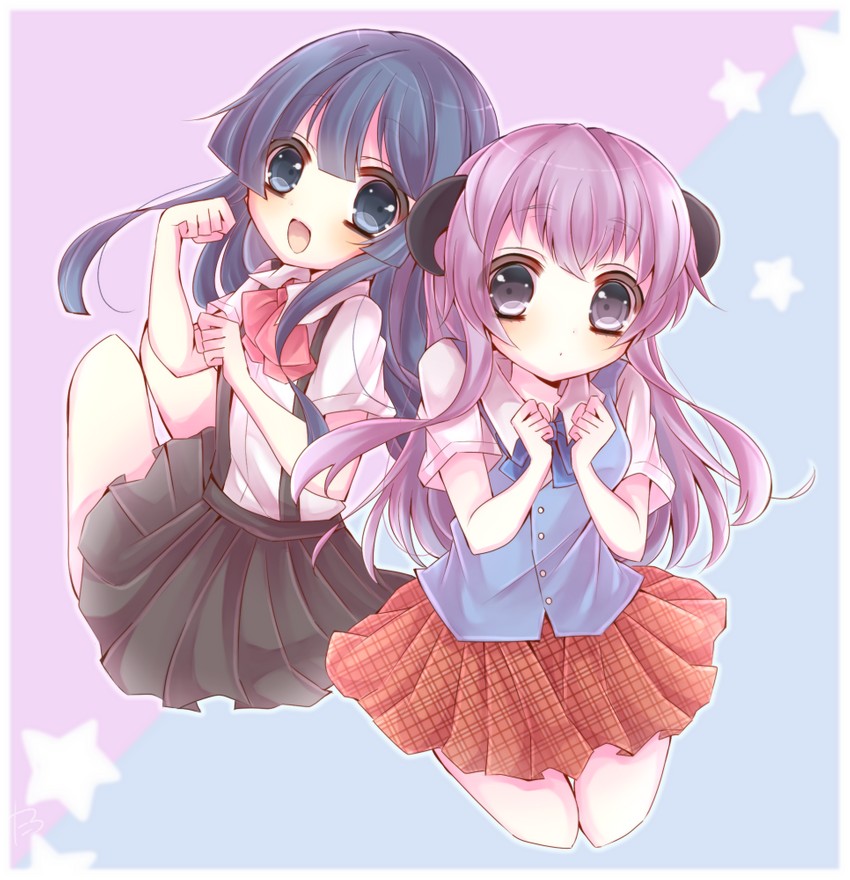 furude rika and hanyuu (higurashi no naku koro ni) drawn by taro_pk