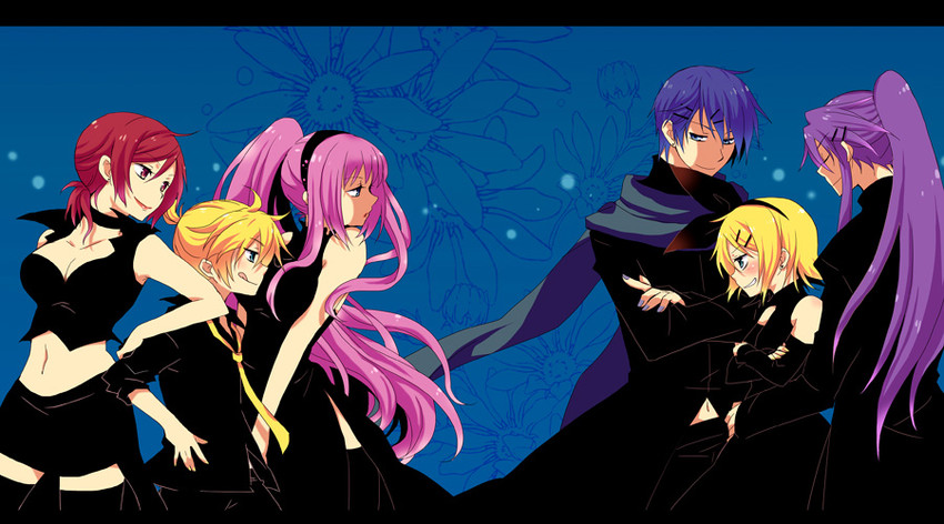 kagamine rin, kagamine len, megurine luka, kaito, meiko, and 1 more (vocaloid) drawn by tsuyuka_(sunny_spot)