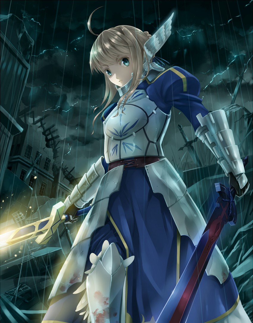 artoria pendragon and saber (fate and 1 more) drawn by ryouku