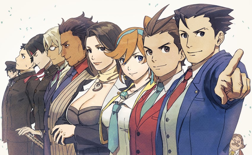 phoenix wright, apollo justice, athena cykes, ryunosuke naruhodo, kazuma asogi, and 6 more (ace attorney and 8 more) drawn by 0shlkatsu