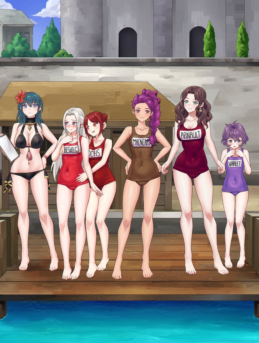 female byleth, edelgard von hresvelg, dorothea arnault, bernadetta von varley, petra macneary, and 1 more (fire emblem and 2 more) drawn by igni_tion