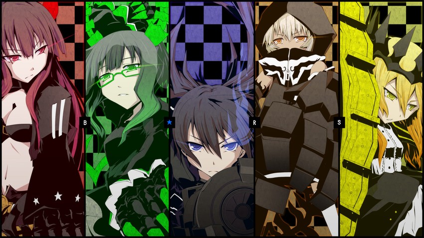 black rock shooter, dead master, strength, black gold saw, and chariot (black rock shooter) drawn by koumei_(harmonizer)