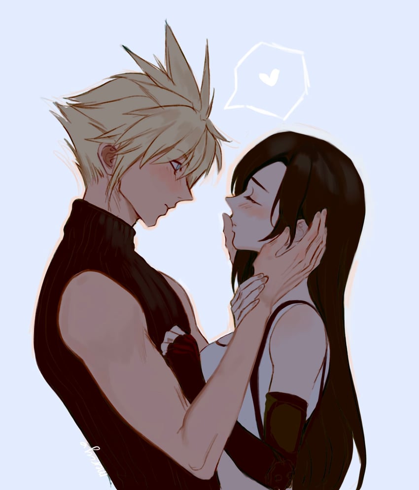 tifa lockhart and cloud strife (final fantasy and 2 more) drawn by mercy_(myrrcy)