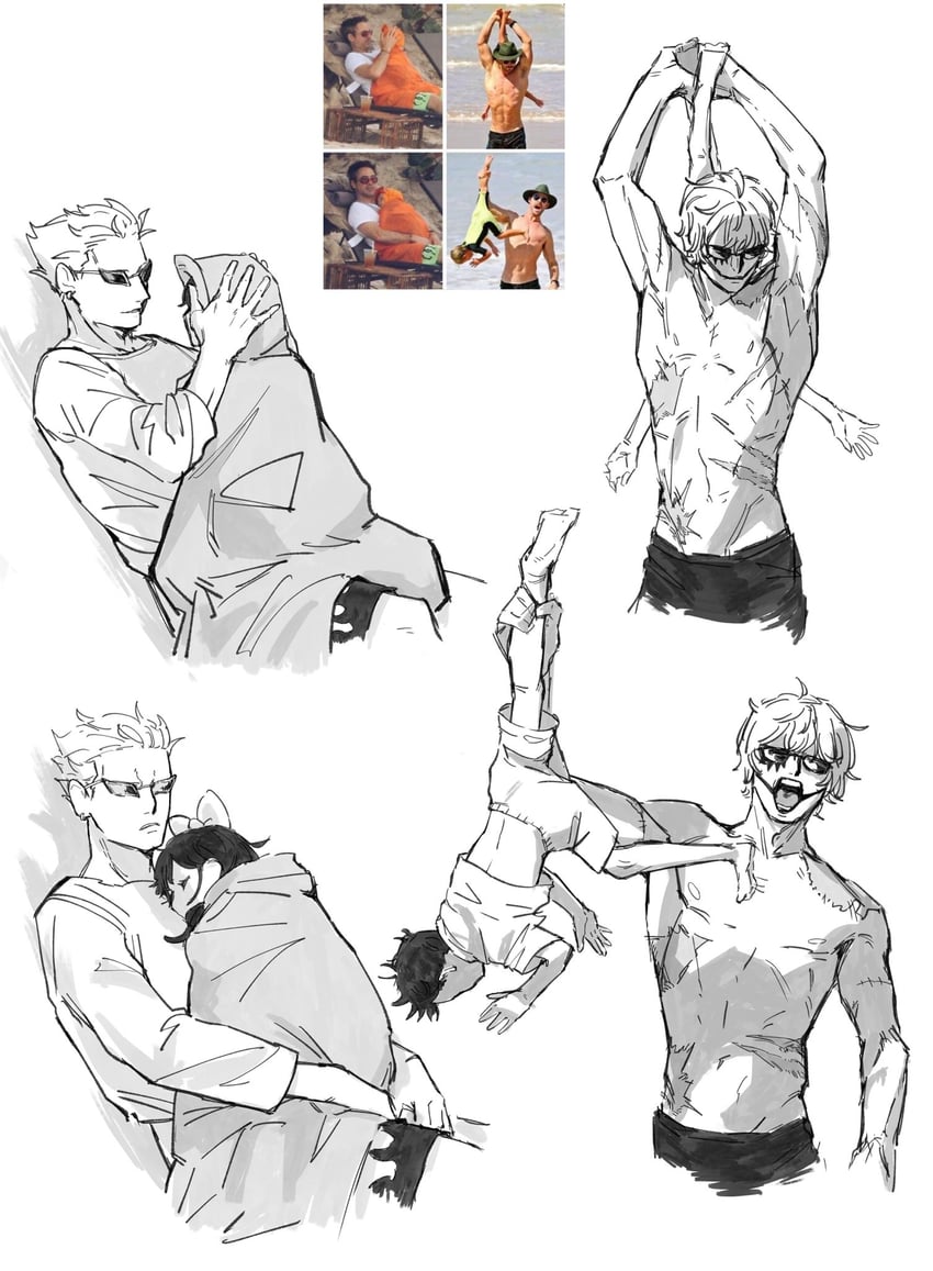 trafalgar law, donquixote doflamingo, donquixote rocinante, and baby 5 (one piece) drawn by zyuu_nan