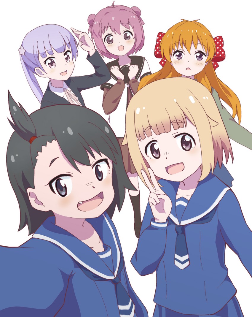 akaza akari, suzukaze aoba, sakura chiyo, hodaka natsumi, and tsurugi hina (yuruyuri and 3 more) drawn by aayh
