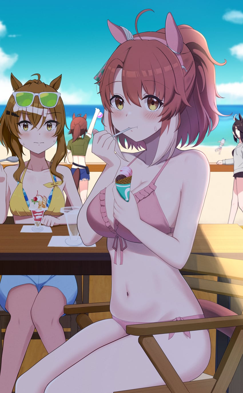 dantsu flame, hishi miracle, agnes tachyon, manhattan cafe, and jungle pocket (umamusume) drawn by wakame_miso
