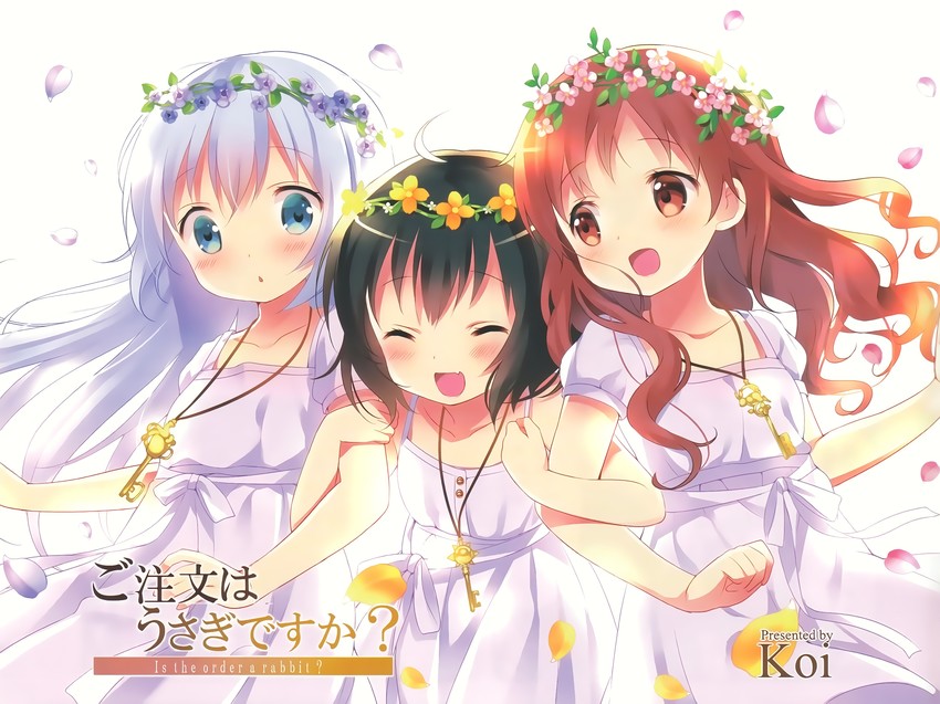 kafuu chino, jouga maya, and natsu megumi (gochuumon wa usagi desu ka?) drawn by koi_(koisan)