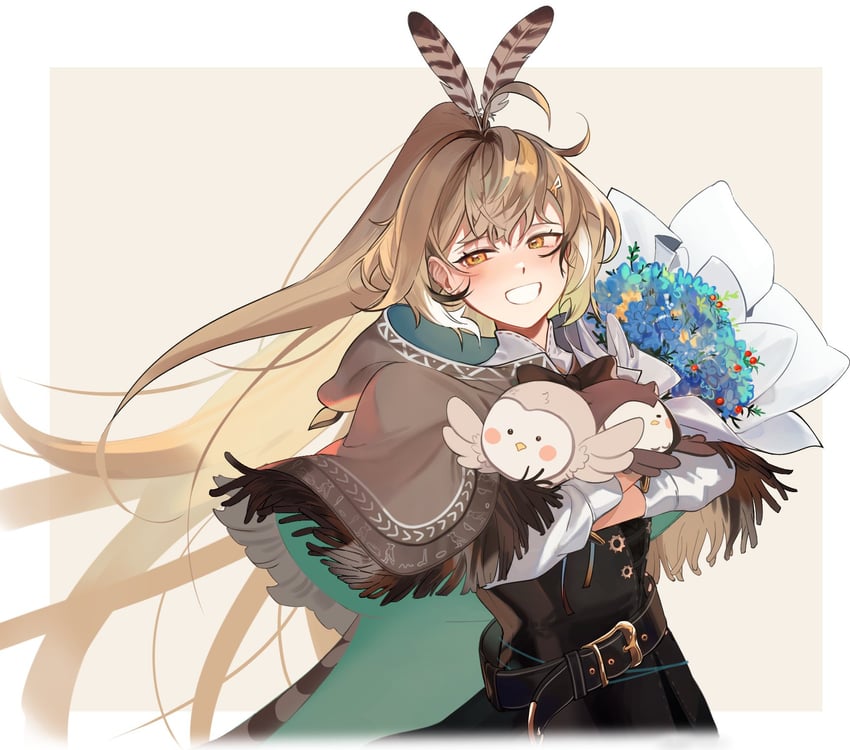 nanashi mumei and hooman (hololive and 1 more) drawn by eus_ing