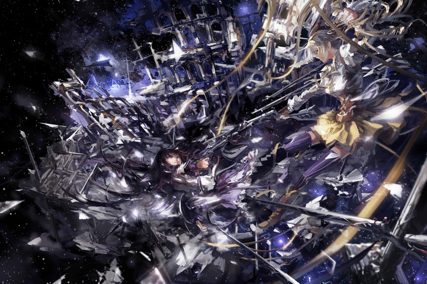 akemi homura and tomoe mami (mahou shoujo madoka magica and 1 more) drawn by stu_dts