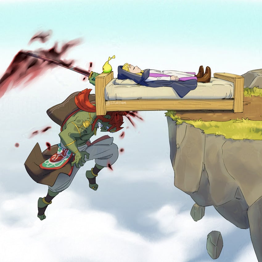 princess zelda, ganondorf, and tri (the legend of zelda and 3 more) drawn by stup-jam