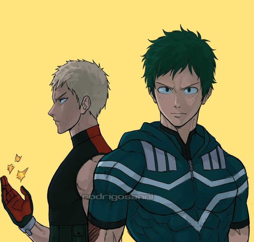 midoriya izuku and bakugou katsuki (boku no hero academia) drawn by rodrigo_sanni