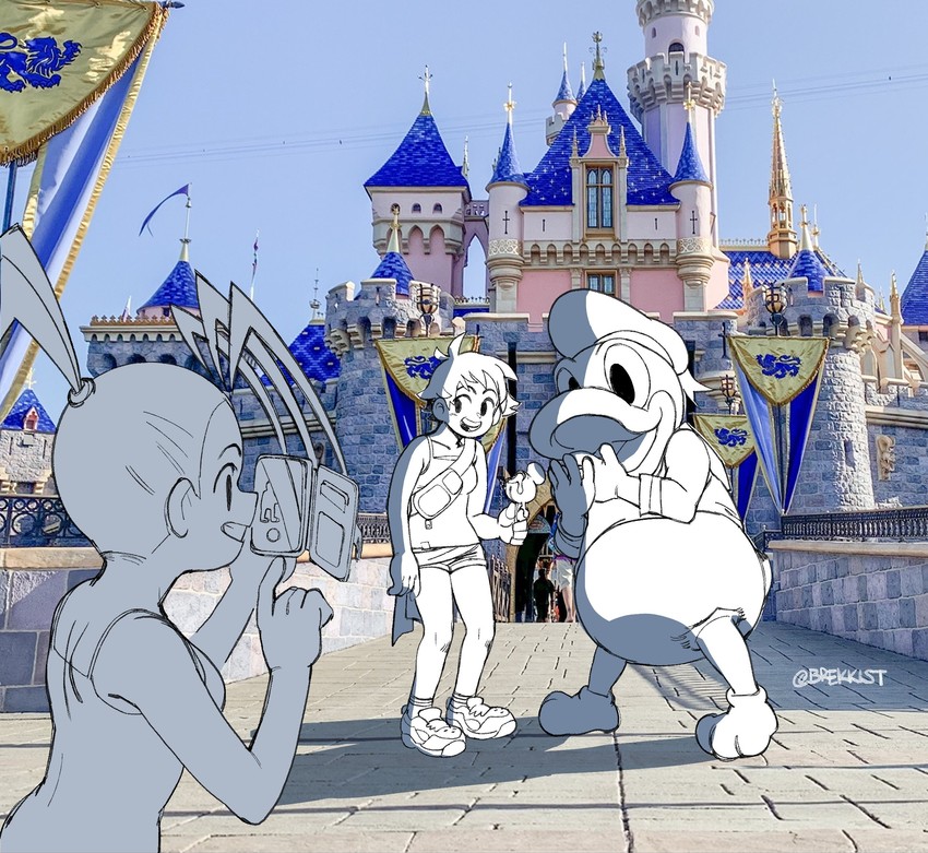 makoto, ibuki, and donald duck (street fighter and 3 more) drawn by brekkist