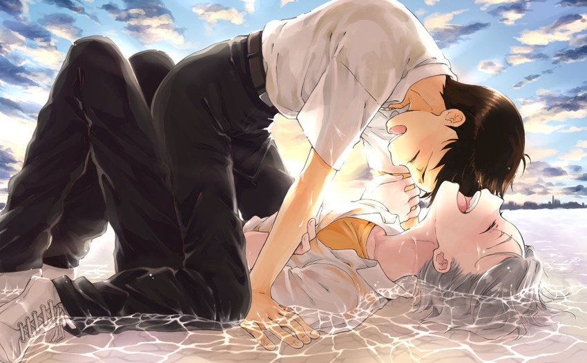 ikari shinji and nagisa kaworu (neon genesis evangelion) drawn by moesashi