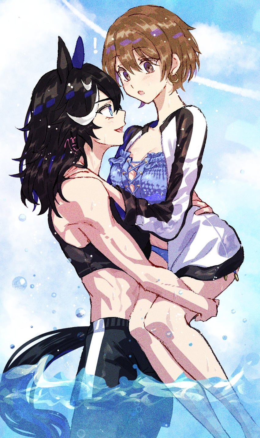 trainer, katsuragi ace, and female trainer (umamusume) drawn by jagaimobeniko