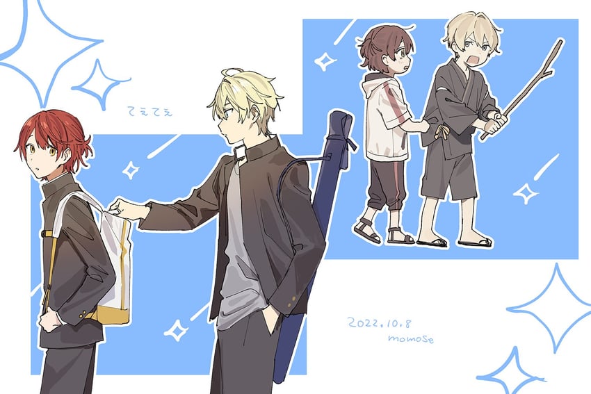 hanasaki miyabi and kishido temma (holostars) drawn by momose_(oqo)