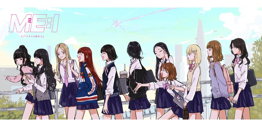 sakurai miu, kasahara momona, murakami rinon, takami ayane, ebihara tsuzumi, and 6 more (real life and 1 more) drawn by youme_xz