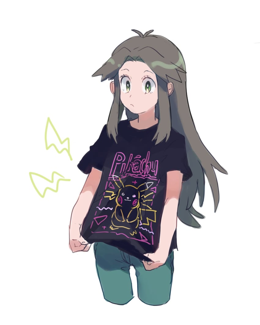 pikachu and leaf (pokemon and 1 more) drawn by shichibee_(stm_mimi)
