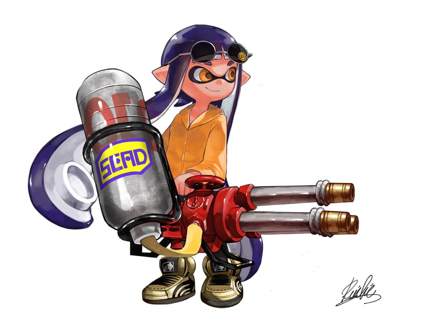 inkling player character and inkling girl (splatoon) drawn by mhxbump