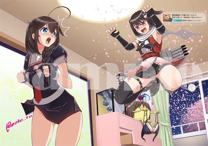 shigure, shigure kai ni, sendai, naka, sendai kai ni, and 1 more (kantai collection and 1 more) drawn by moke_ro