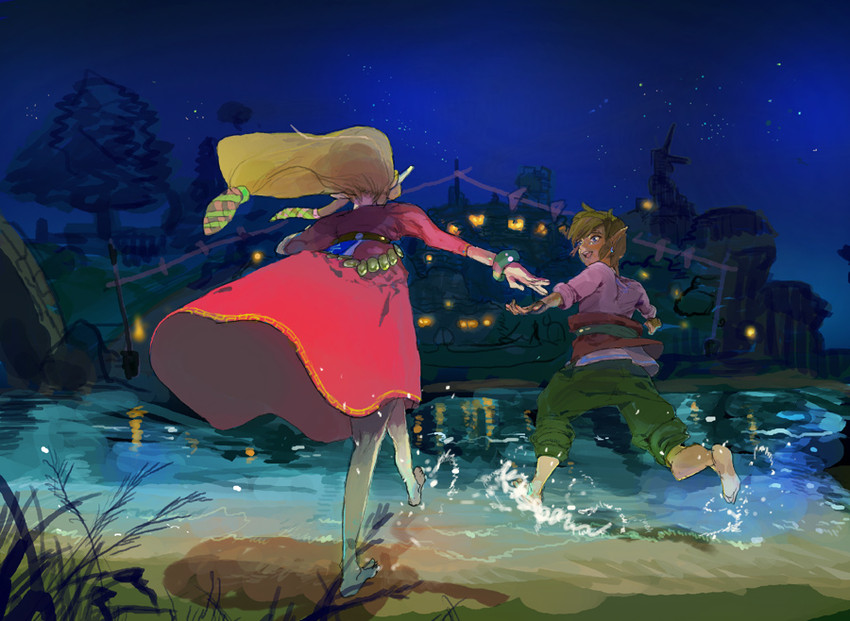 link and princess zelda (the legend of zelda and 1 more) drawn by ayana_(tannsann)