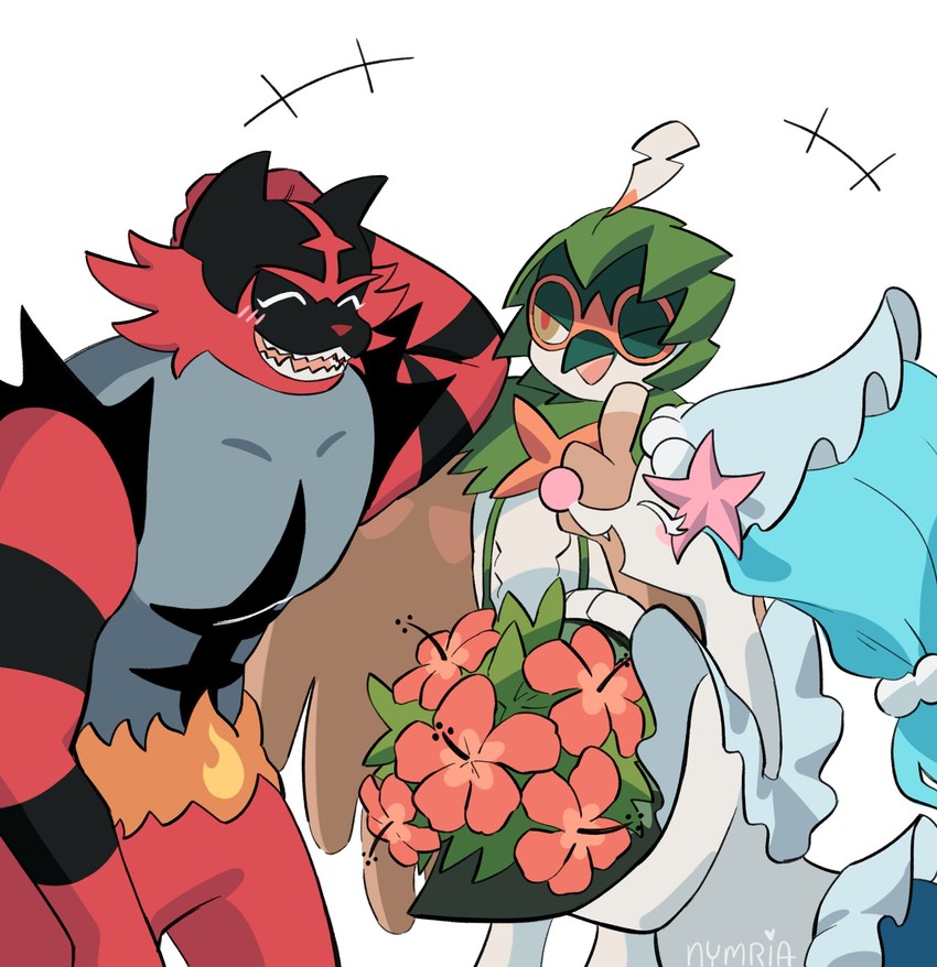 primarina, incineroar, and decidueye (pokemon and 2 more) drawn by nymria