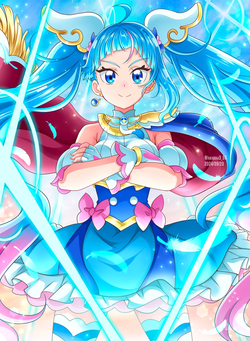 sora harewataru and cure sky (precure and 1 more) drawn by hanzou