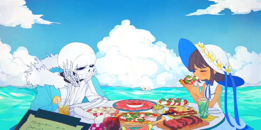 frisk and sans (undertale) drawn by soseji_(tjduswjd)