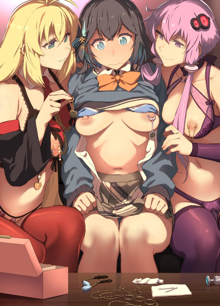 yuzuki yukari, tsurumaki maki, and miyamai moca (voiceroid) drawn by takemura_sessyu