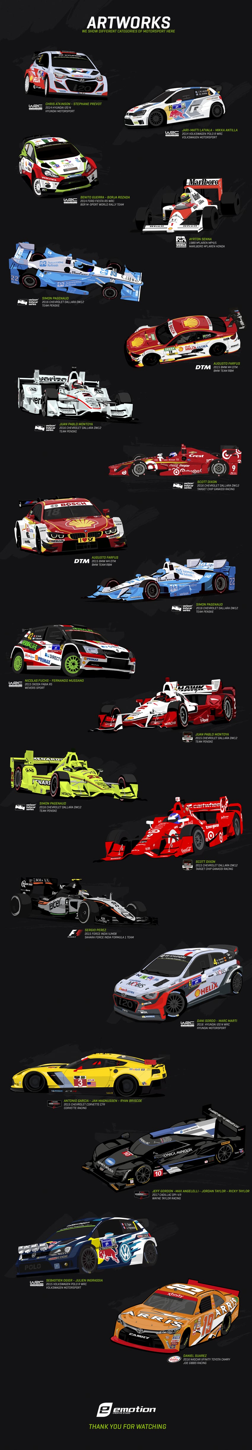 ayrton senna, sergio perez, juan pablo montoya, scott dixon, simon pagenaud, and 1 more (real life and 10 more) drawn by emotion_graphix