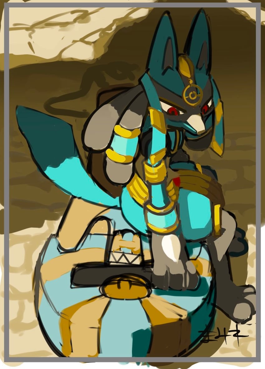 lucario and cofagrigus (pokemon and 2 more) drawn by mamire_(ekcdayo)