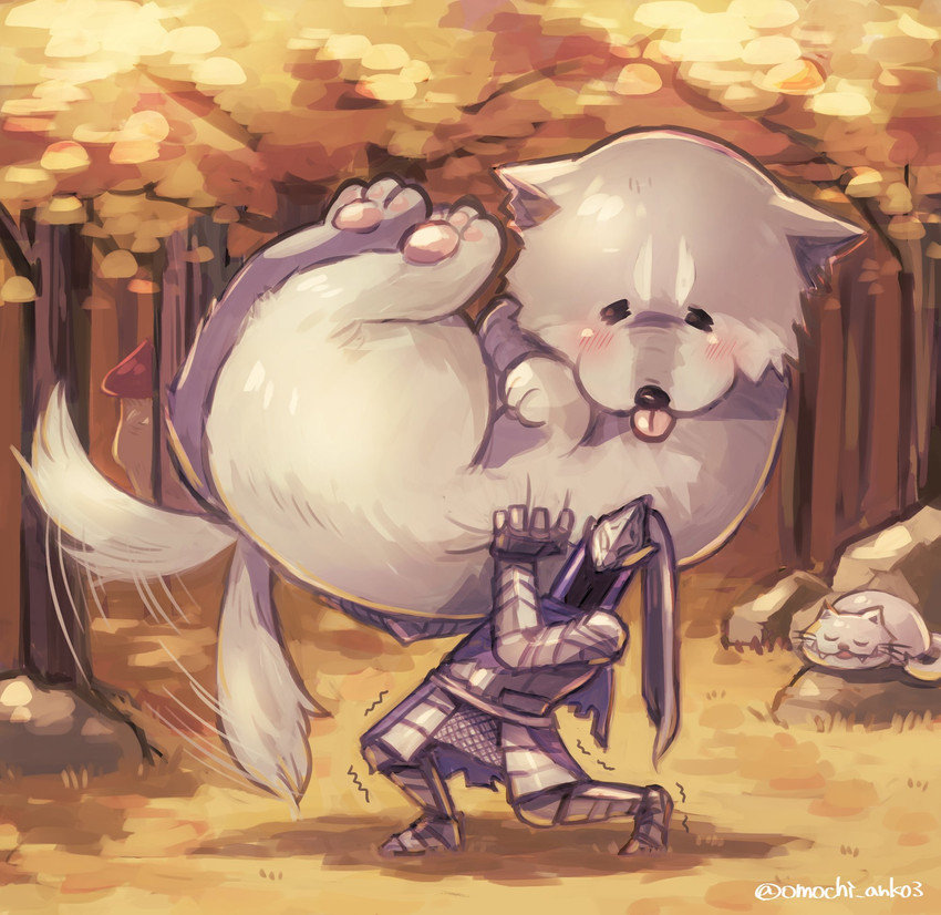 artorias the abysswalker and great grey wolf sif (dark souls and 1 more) drawn by omochi_anko3