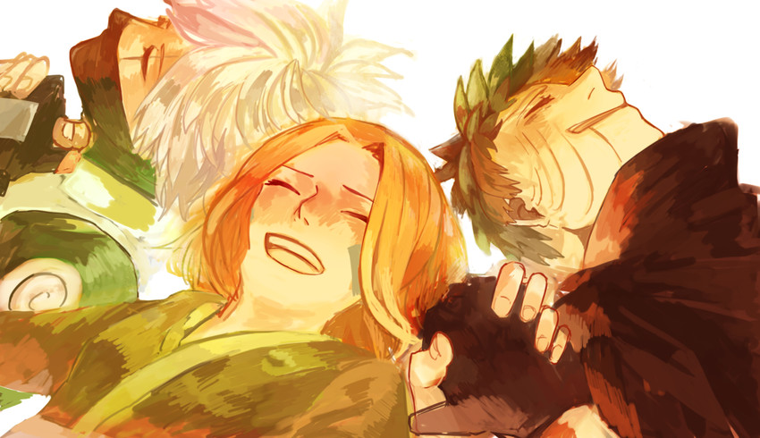 hatake kakashi, uchiha obito, and nohara rin (naruto) drawn by ririlura