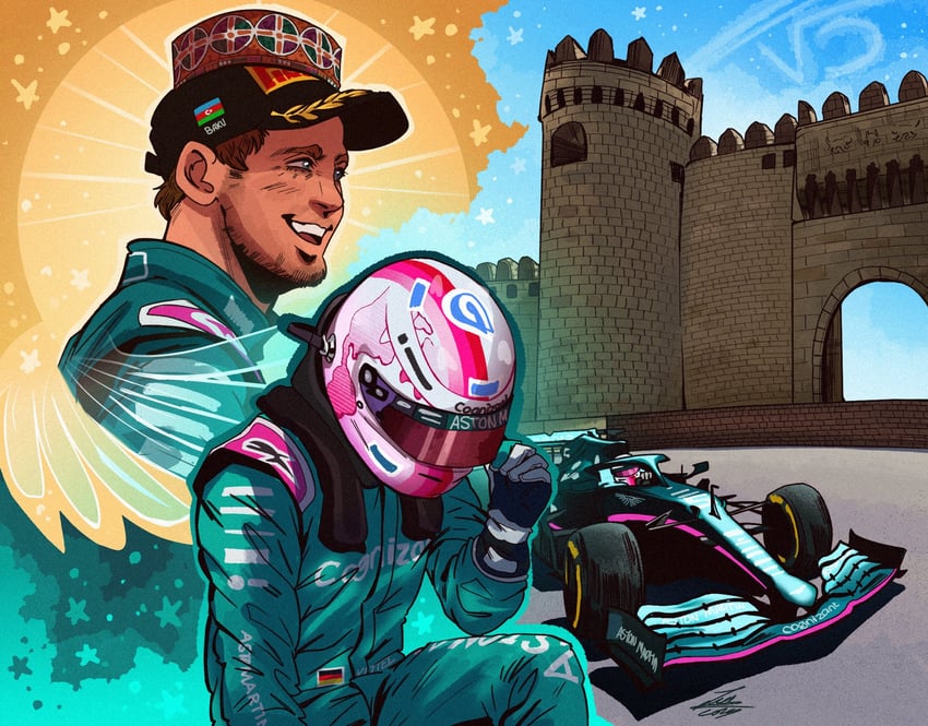 sebastian vettel (real life and 2 more) drawn by schumisnoopy