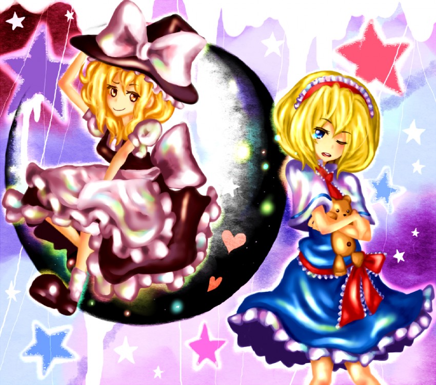 kirisame marisa and alice margatroid (touhou) drawn by run_(rrrrun)