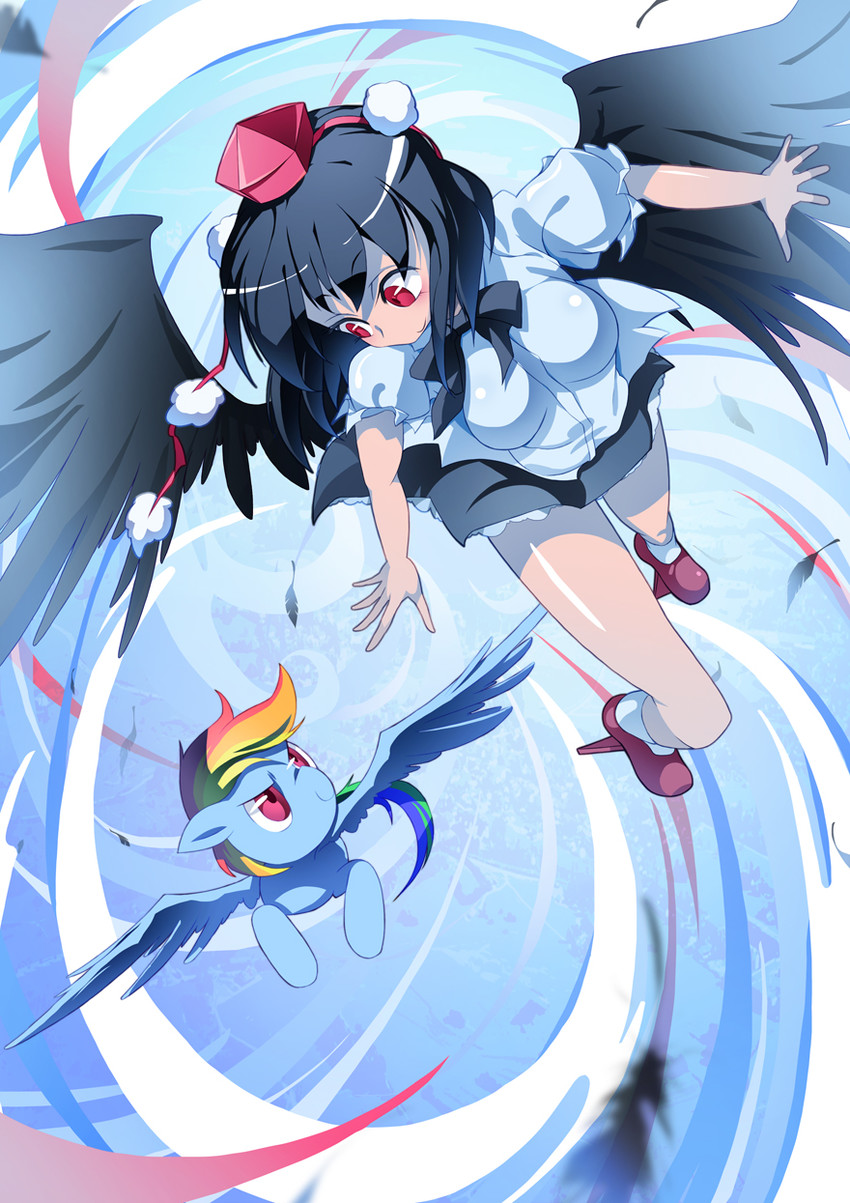 shameimaru aya and rainbow dash (touhou and 2 more) drawn by xin_yu_hua_yin